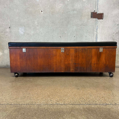 Mid Century Modern Lane Cedar Walnut Hope Chest Bench - Upholstery Tufted
