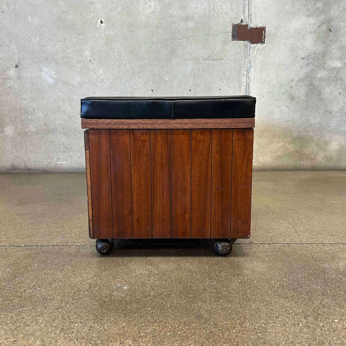 Mid Century Modern Lane Cedar Walnut Hope Chest Bench - Upholstery Tufted