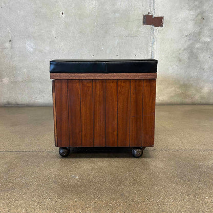 Mid Century Modern Lane Cedar Walnut Hope Chest Bench - Upholstery Tufted