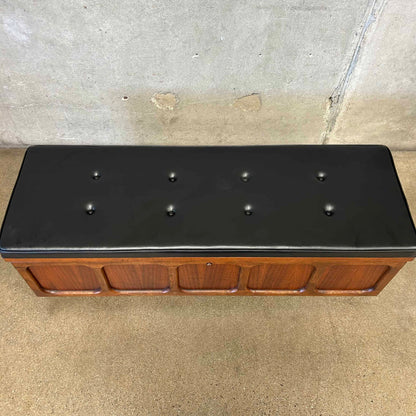 Mid Century Modern Lane Cedar Walnut Hope Chest Bench - Upholstery Tufted