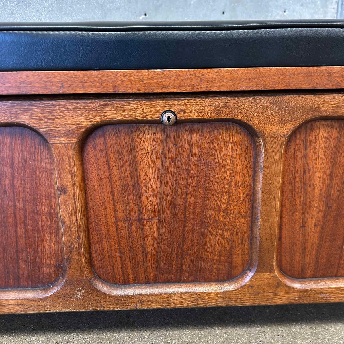 Mid Century Modern Lane Cedar Walnut Hope Chest Bench - Upholstery Tufted