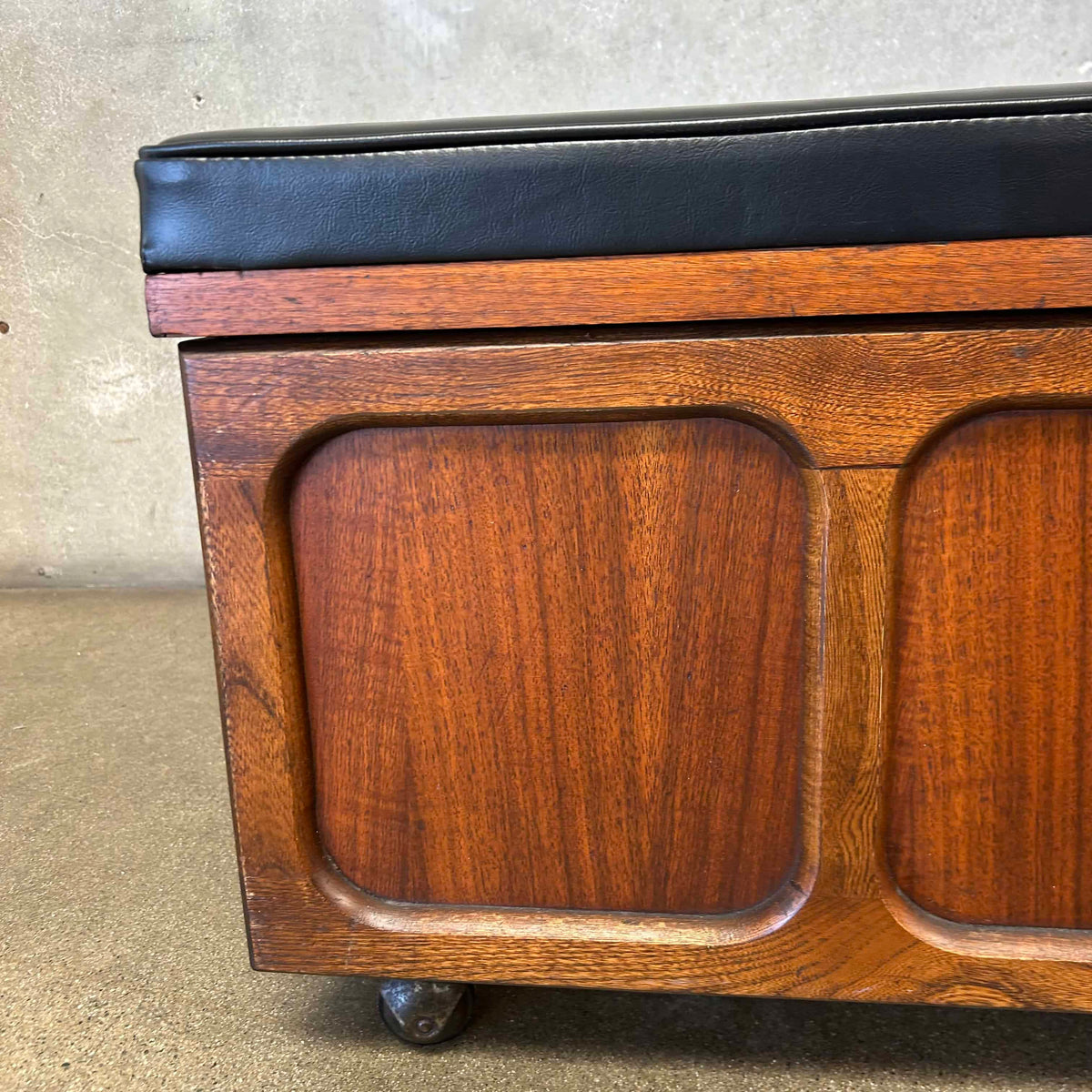 Mid Century Modern Lane Cedar Walnut Hope Chest Bench - Upholstery Tufted