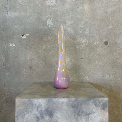 Pink & Yellow Swung Glass Vase