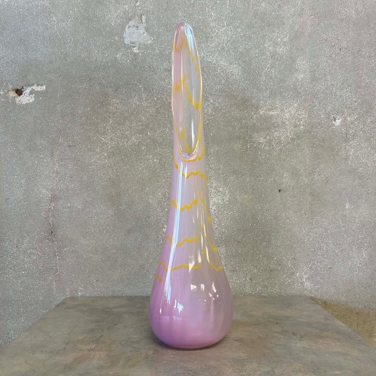 Pink & Yellow Swung Glass Vase