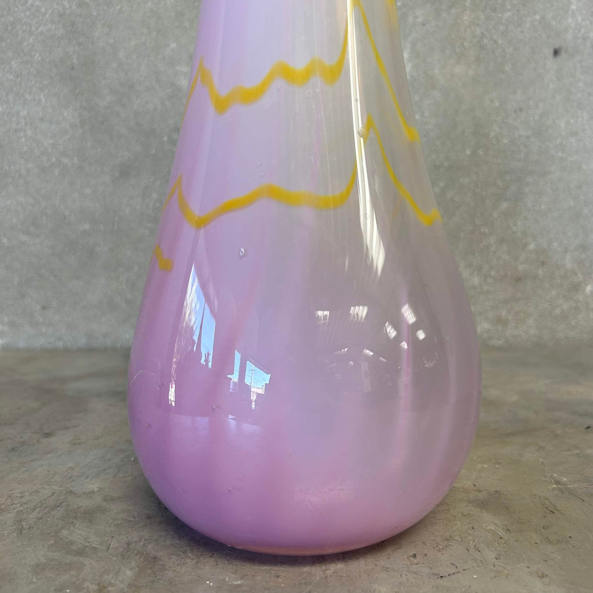 Pink & Yellow Swung Glass Vase