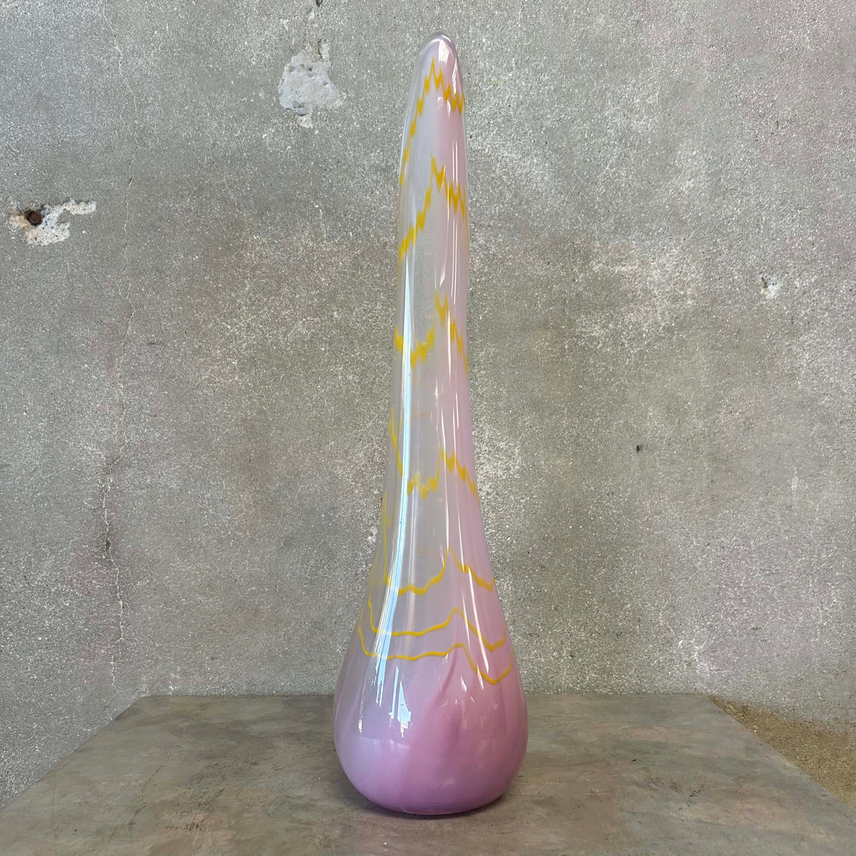 Pink & Yellow Swung Glass Vase