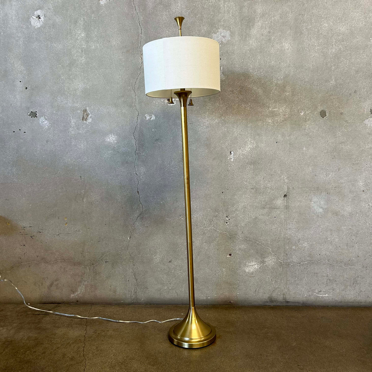 1980s Brass-Tone Floor Lamp (Working)