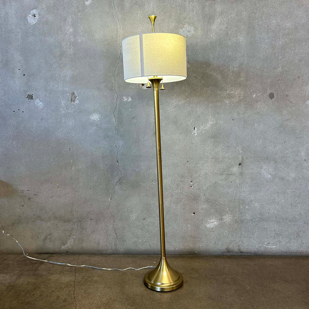 1980s Brass-Tone Floor Lamp (Working)