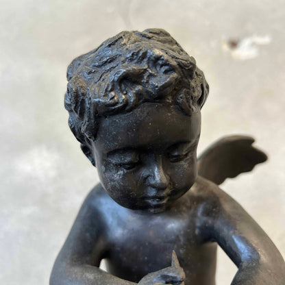 Bronze Vintage Cherub Angel Playing the Flute #1