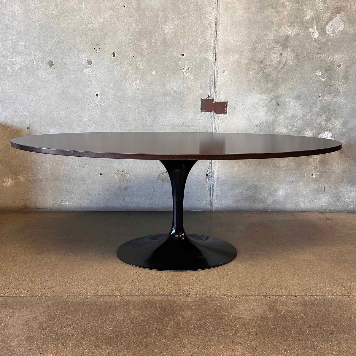 Florence Knoll For Eero Saarinen Dark Walnut Black Knoll Base Dining Table