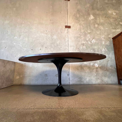Florence Knoll For Eero Saarinen Dark Walnut Black Knoll Base Dining Table