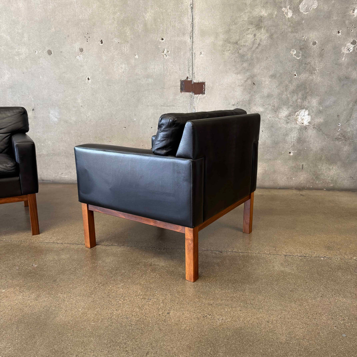 Pair Peem-Oy Leather Lounge Chairs Finland, c. 1965