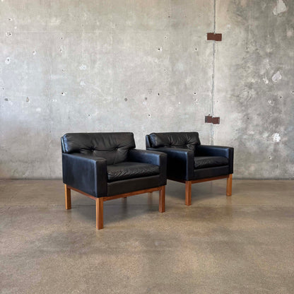 Pair Peem-Oy Leather Lounge Chairs Finland, c. 1965