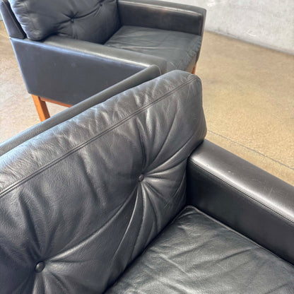 Pair Peem-Oy Leather Lounge Chairs Finland, c. 1965