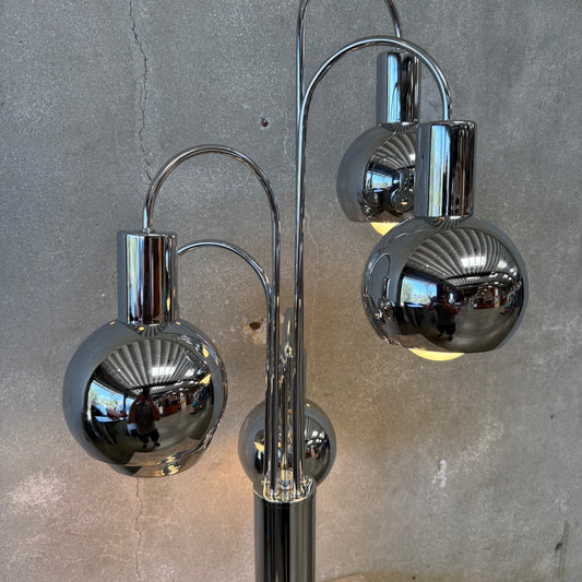 Mid Century Modern Vintage Chrome Waterfall Sonneman Orb 5 Light Table Lamp