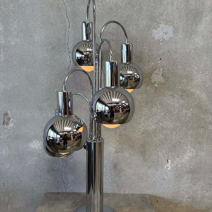 Mid Century Modern Vintage Chrome Waterfall Sonneman Orb 5 Light Table Lamp