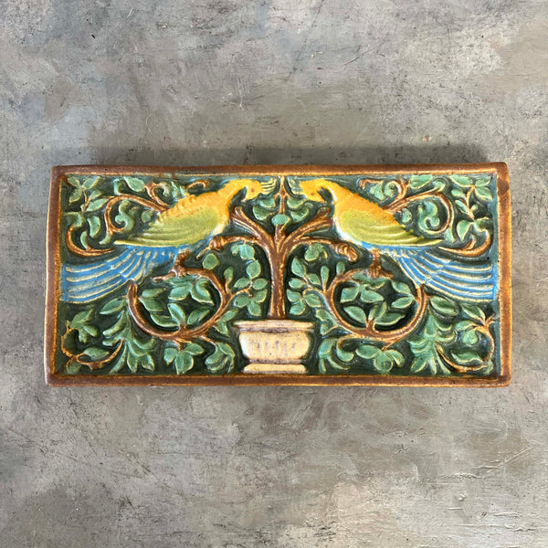 Rare 1920's Calco Multi Color Peacock Tile