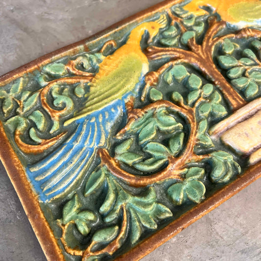 Rare 1920's Calco Multi Color Peacock Tile