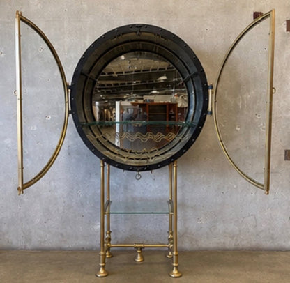 Restoration Hardware Nautical / Tiki Wine Bar Display Cabinet
