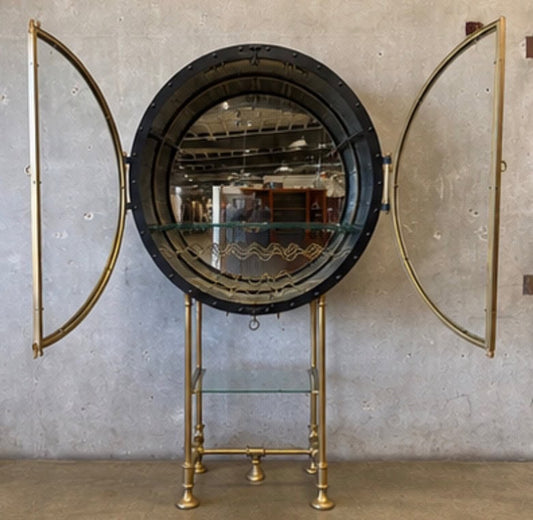Restoration Hardware Nautical / Tiki Wine Bar Display Cabinet