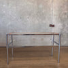 Vintage 1970's Chrome Oak Bar/Table With 2 Bar Stools New Upholstery Product Image