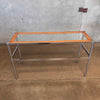 Vintage 1970's Chrome Oak Bar/Table With 2 Bar Stools New Upholstery Product Image