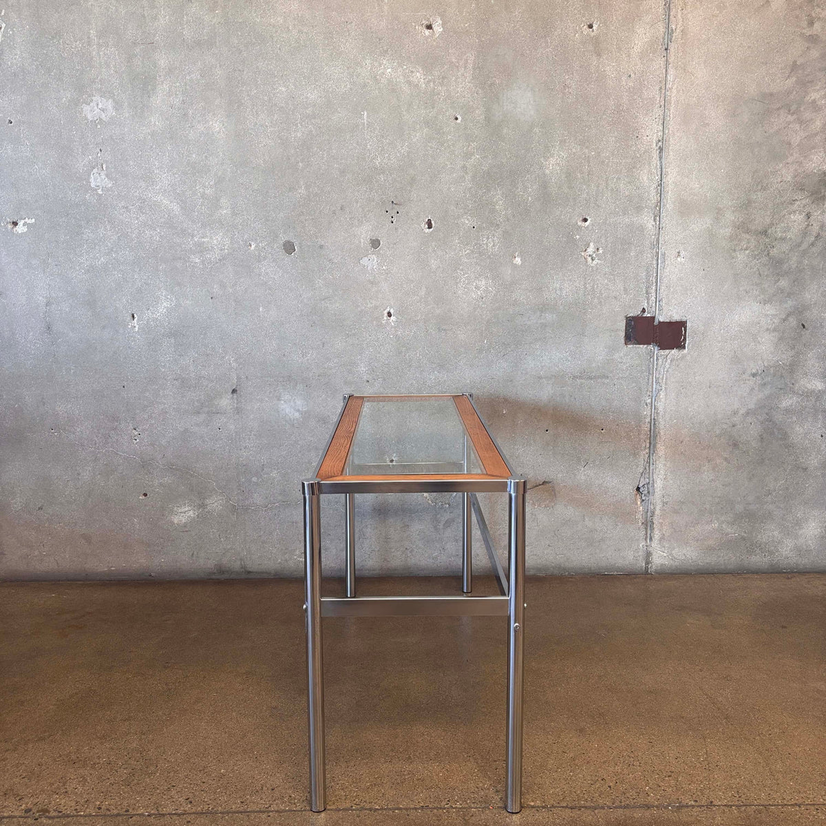 Vintage 1970's Chrome Oak Bar/Table With 2 Bar Stools New Upholstery