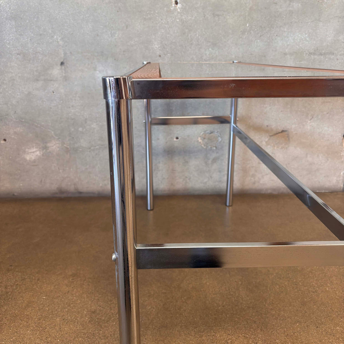 Vintage 1970's Chrome Oak Bar/Table With 2 Bar Stools New Upholstery