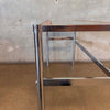 Vintage 1970's Chrome Oak Bar/Table With 2 Bar Stools New Upholstery Product Image