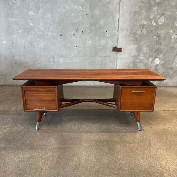 Mid Century Modern Walnut Alma "Skulptra" Executive Desk