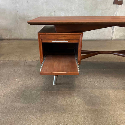 Mid Century Modern Walnut Alma "Skulptra" Executive Desk