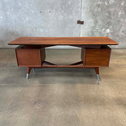 Mid Century Modern Walnut Alma "Skulptra" Executive Desk