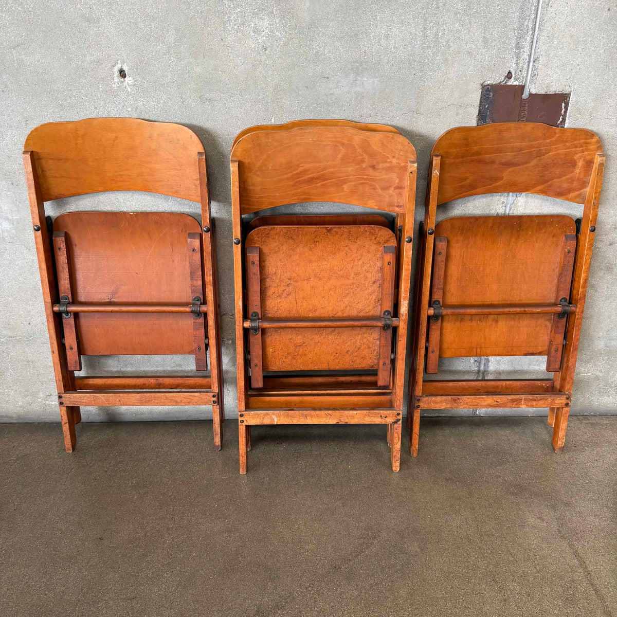 Set of Four 1950s Vintage Art Deco Arts & Crafts Maple Folding Chairs