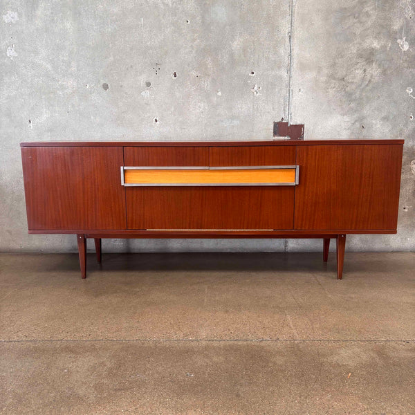 Mid Century Modern Cradenza Teak With Drop Down Compartment Tapered Legs