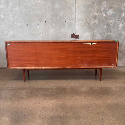 Mid Century Modern Cradenza Teak With Drop Down Compartment Tapered Legs