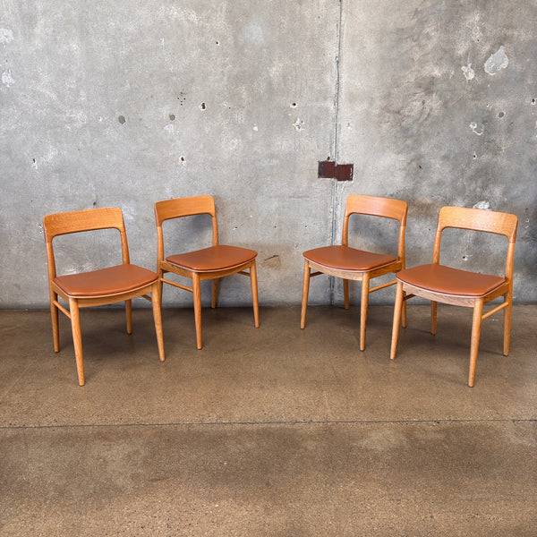 Set Of 4 Mid Century Modern Oak Dining Chairs