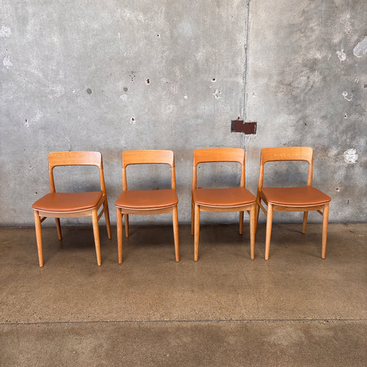 Set Of 4 Mid Century Modern Oak Dining Chairs
