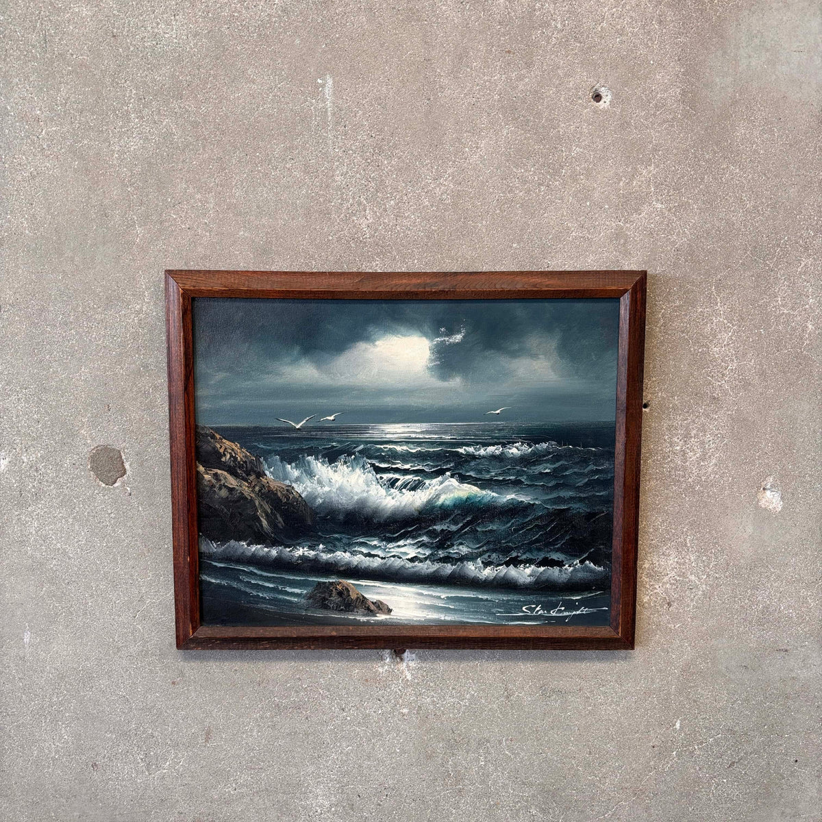 Vintage Seascape Oil Painting