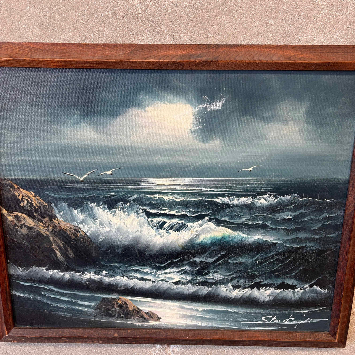 Vintage Seascape Oil Painting