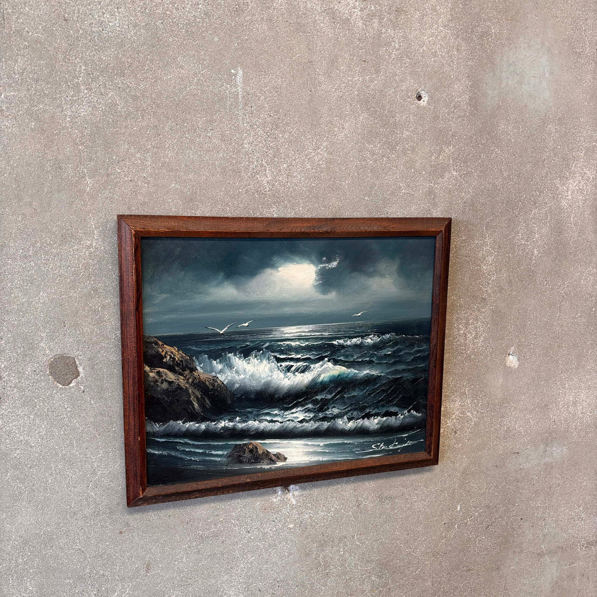 Vintage Seascape Oil Painting