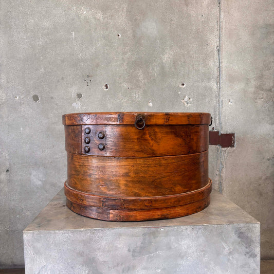 Nautical Wood Round Box w/ Lid