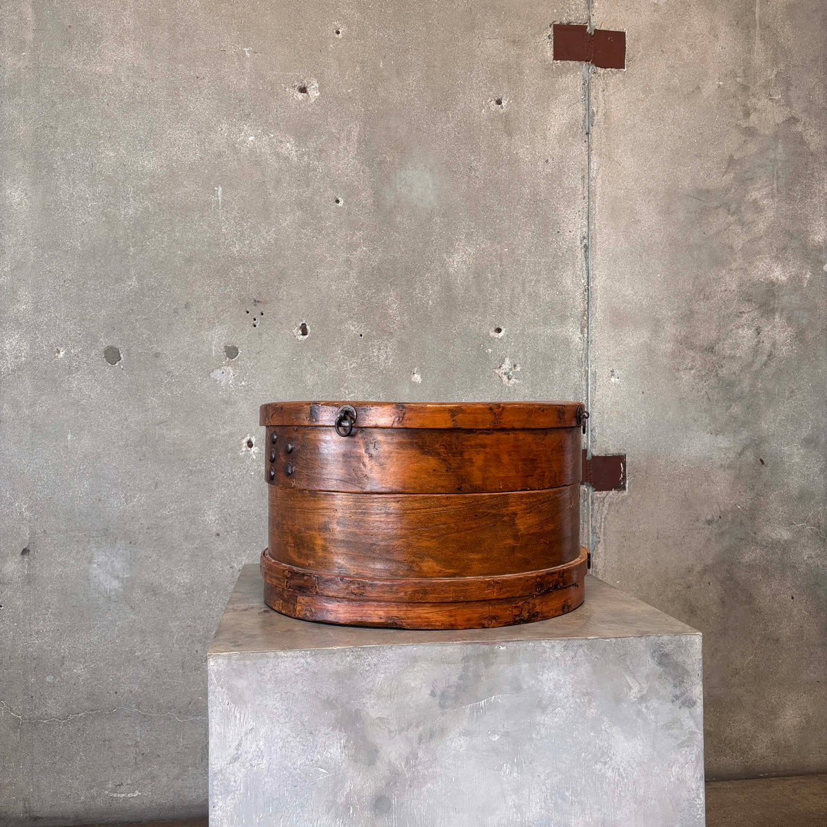 Nautical Wood Round Box w/ Lid