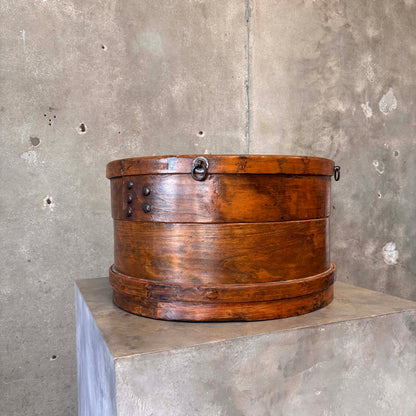 Nautical Wood Round Box w/ Lid