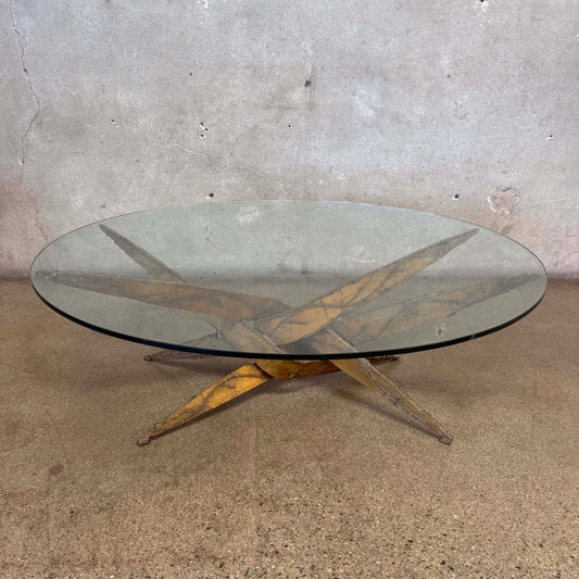 1970s Silas Seandel Midcentury Brutalist - Metal & Glass Coffee Table