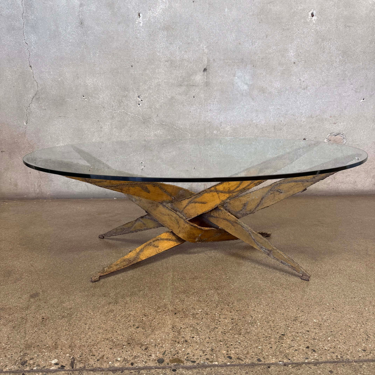 1970s Silas Seandel Midcentury Brutalist - Metal & Glass Coffee Table