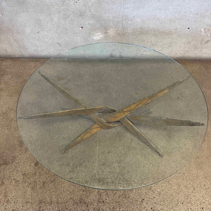 1970s Silas Seandel Midcentury Brutalist - Metal & Glass Coffee Table