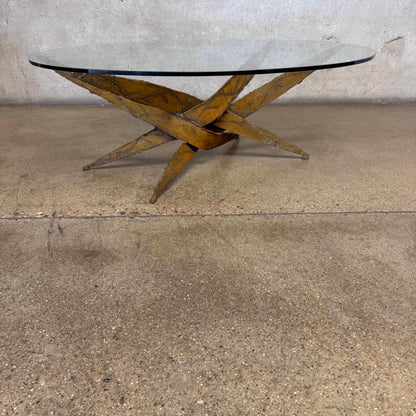1970s Silas Seandel Midcentury Brutalist - Metal & Glass Coffee Table