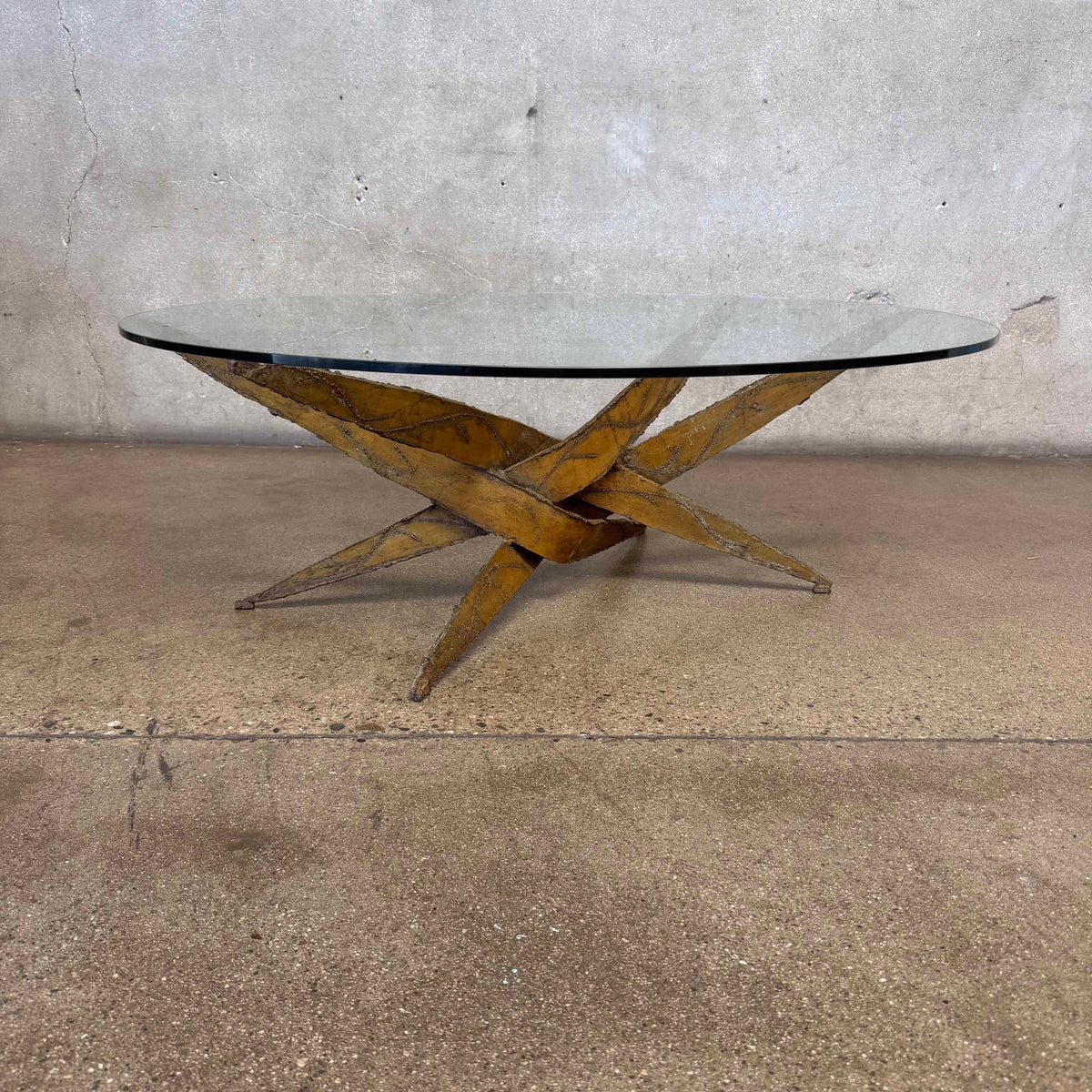 1970s Silas Seandel Midcentury Brutalist - Metal & Glass Coffee Table