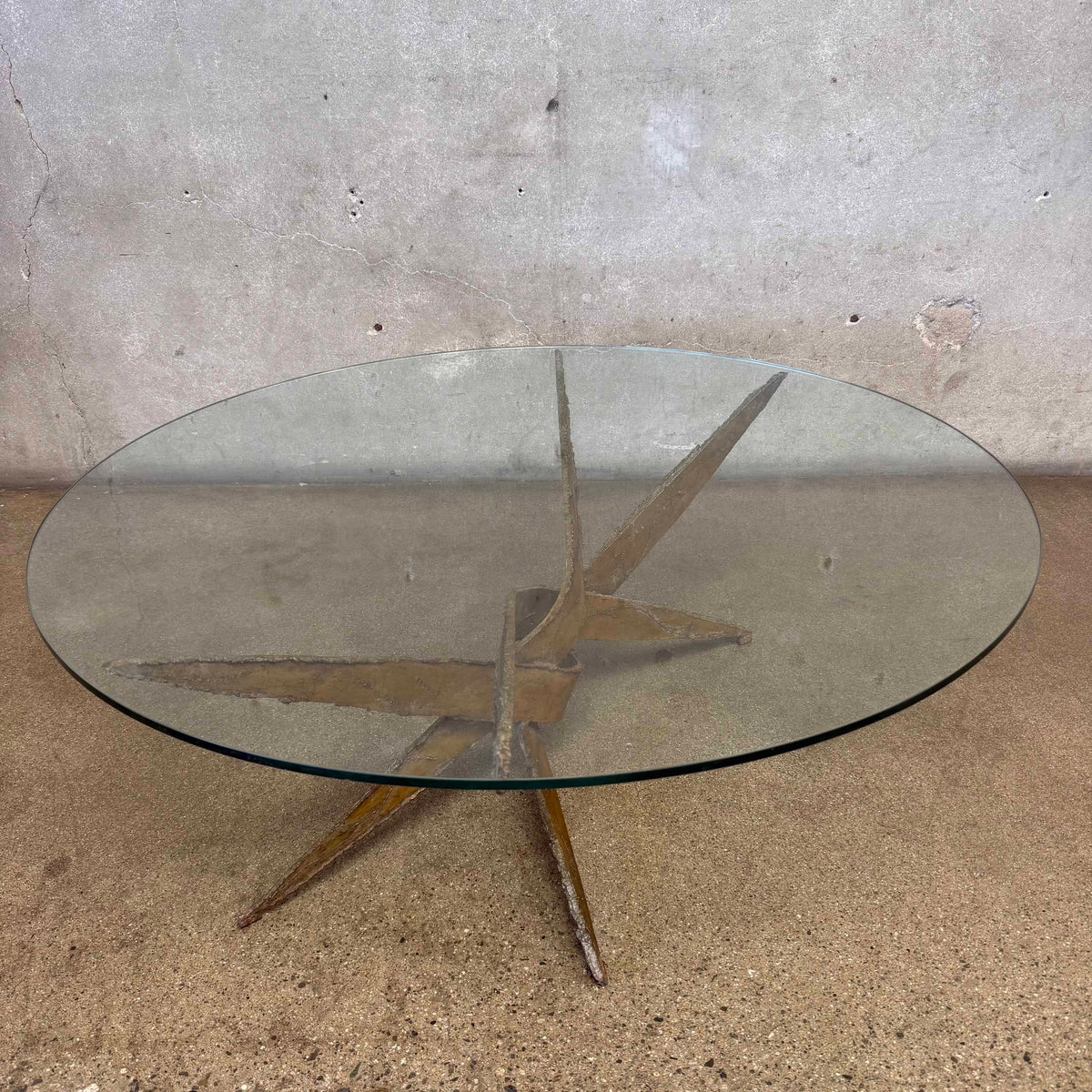 1970s Silas Seandel Midcentury Brutalist - Metal & Glass Coffee Table
