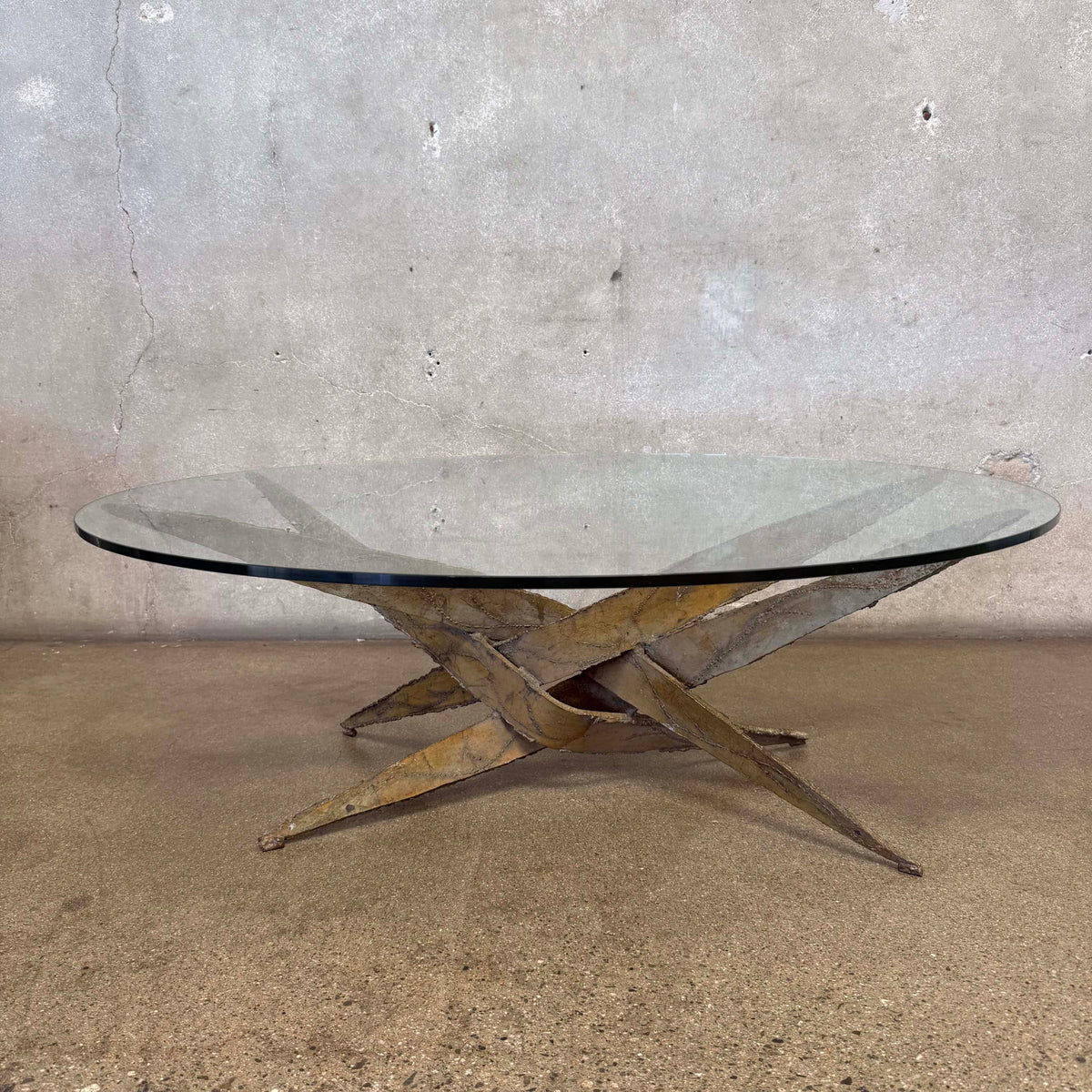 1970s Silas Seandel Midcentury Brutalist - Metal & Glass Coffee Table